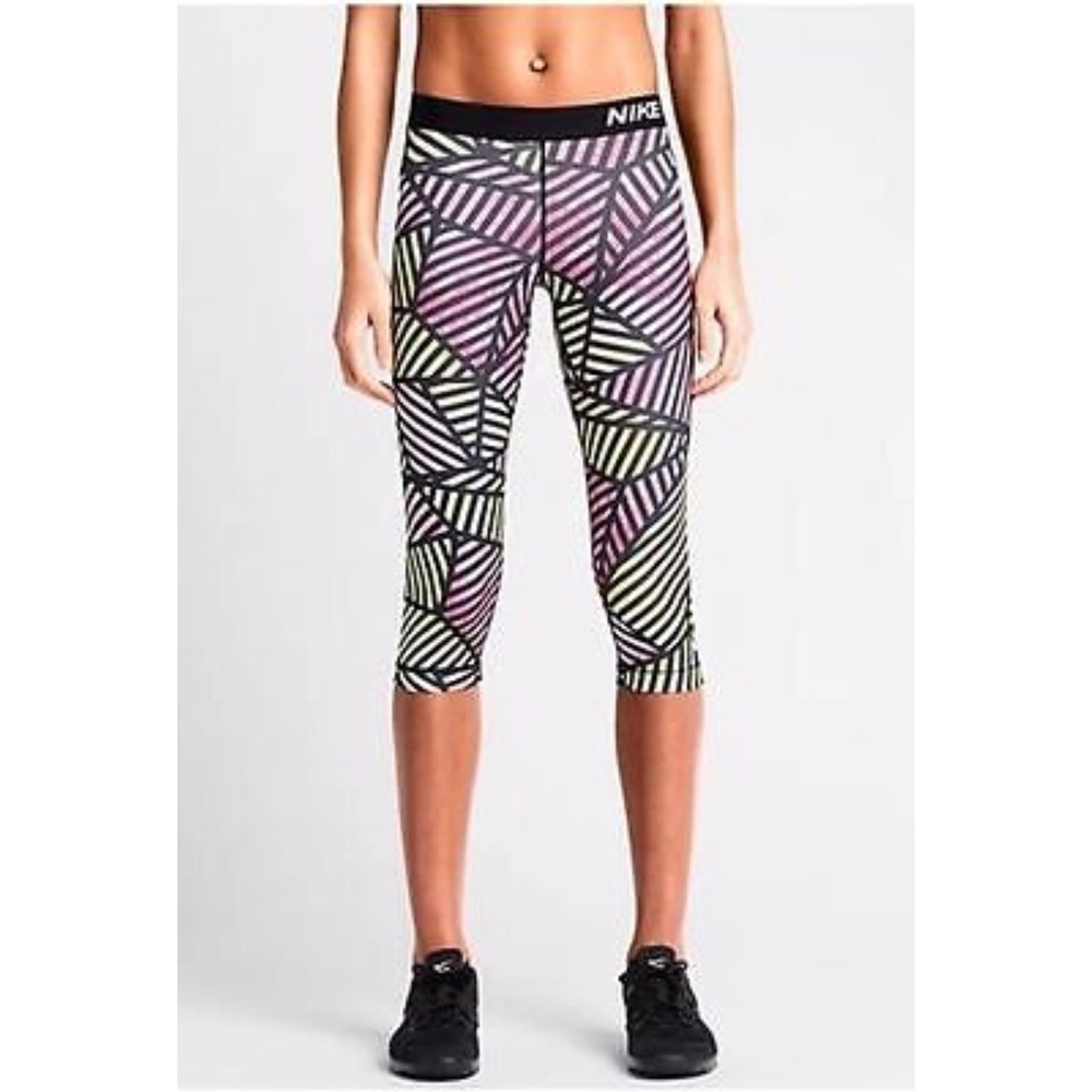 NIKE Leggings Women M Multico Pro Dri-Fit 3/4Leg Capris 799096-611 Y2K Retro NEW